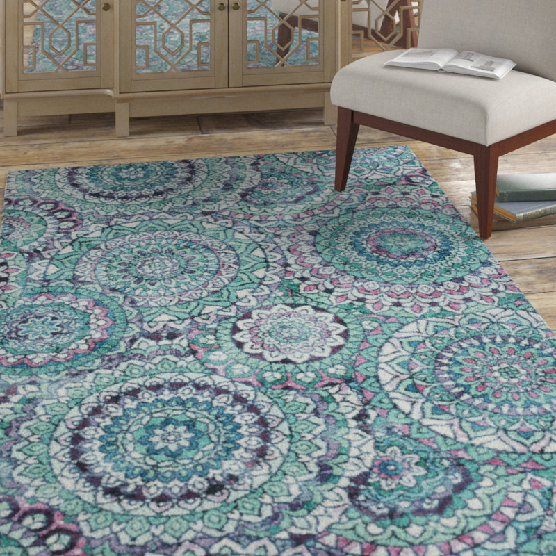 Bungalow Rose Amblewood Medallion Seafoam Green Area Rug & Reviews